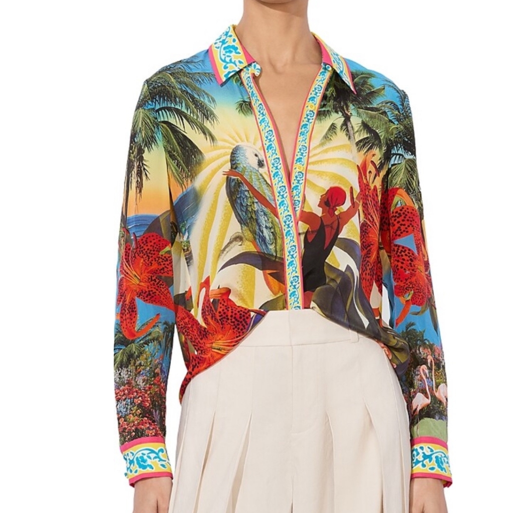 Alice + Olivia Island Dreams Willa Placket Top